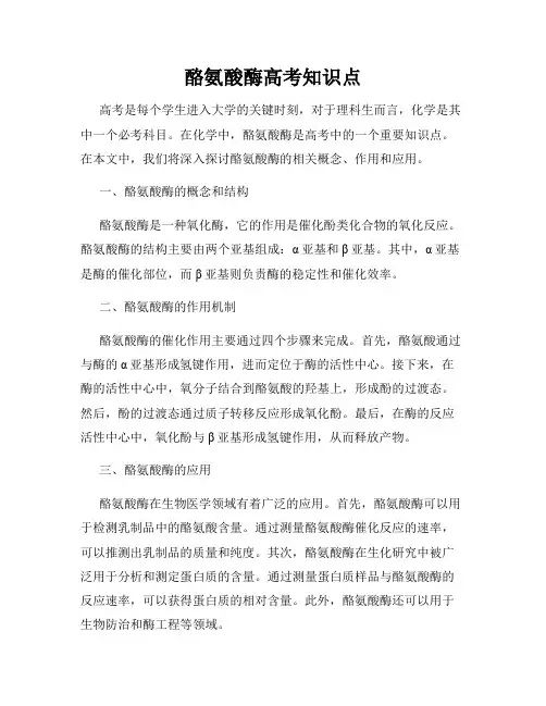 酪氨酸酶高考知识点