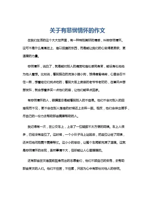 关于有悲悯情怀的作文