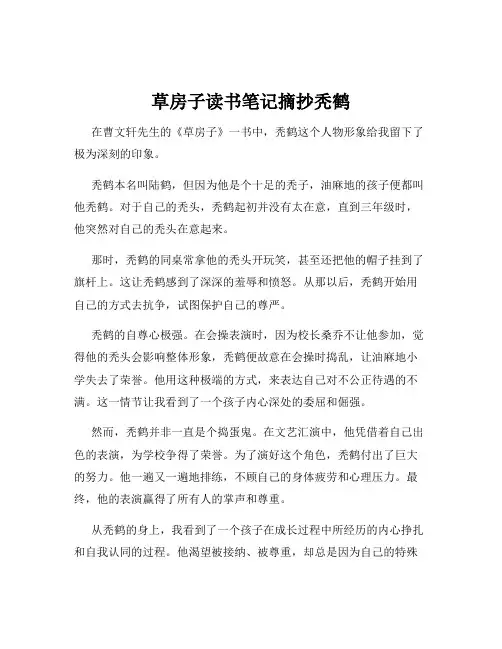 草房子读书笔记摘抄秃鹤