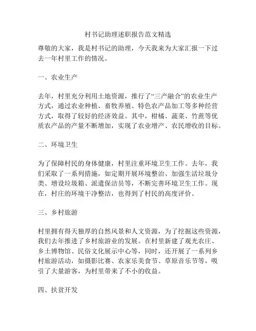 村书记助理述职报告范文精选
