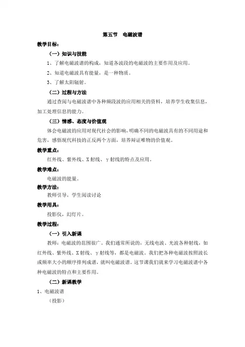 高中物理第五节--电磁波谱