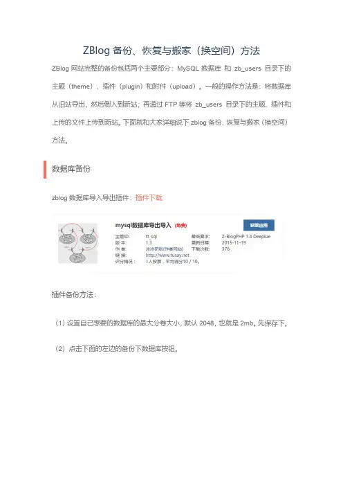 ZBlog备份、恢复与搬家(换空间)方法