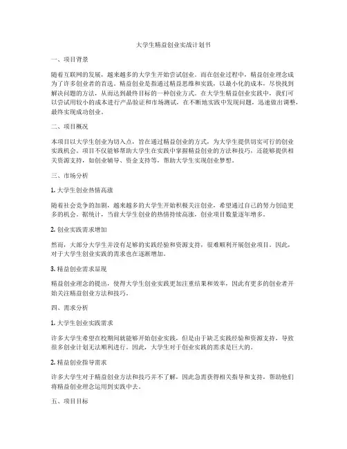大学生精益创业实战计划书