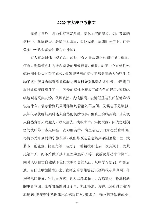 2020年大连中考作文