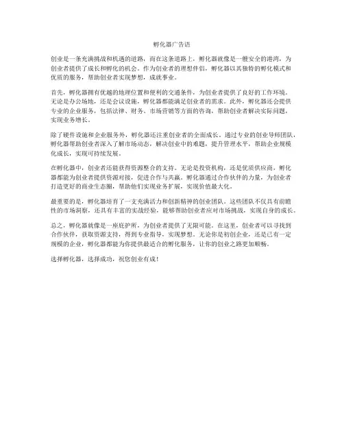孵化器广告语