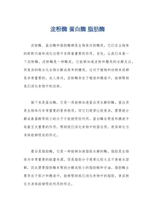 淀粉酶 蛋白酶 脂肪酶