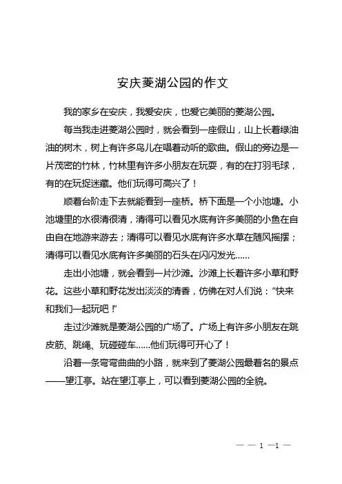 安庆菱湖公园的作文