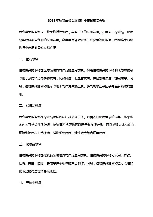 2023年植物藻类提取物行业市场前景分析