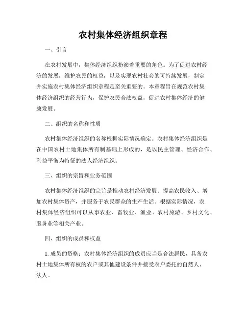 农村集体经济组织章程