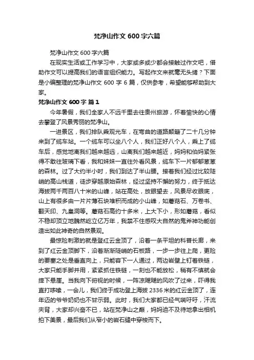 梵净山作文600字六篇