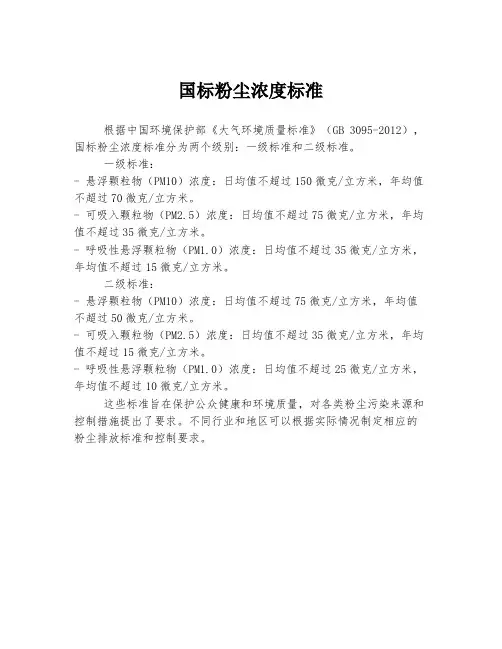 国标粉尘浓度标准