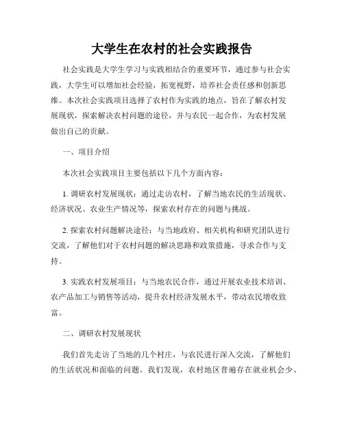 大学生在农村的社会实践报告