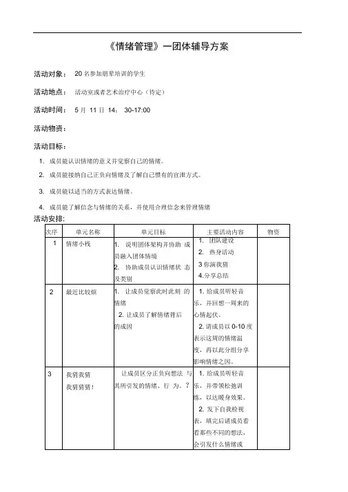 情绪管理团体心理辅导