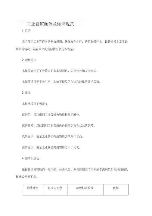 工业管道颜色及标识规范