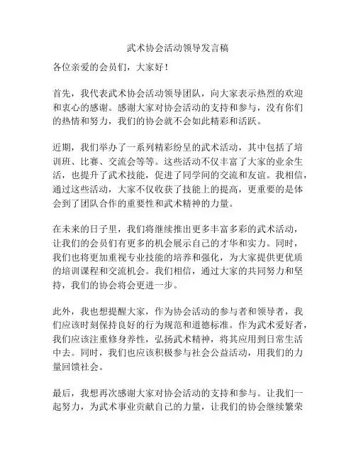 武术协会活动领导发言稿