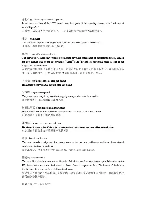 中国日报 中国特色热词翻译+句子详解   第一弹