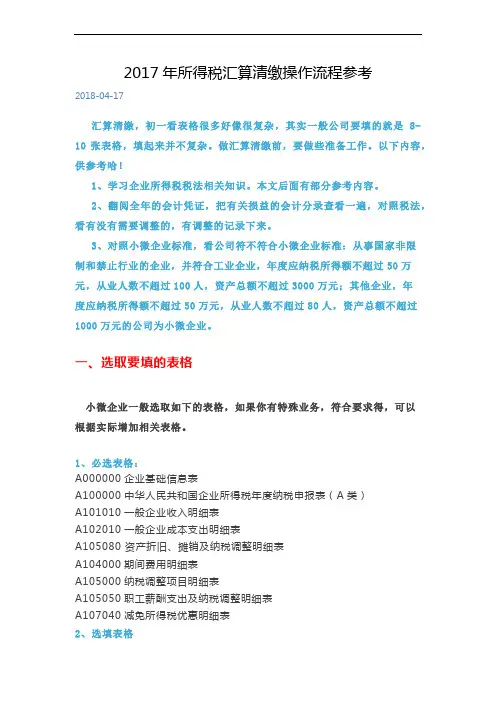 2017年所得税汇算清缴操作流程参考