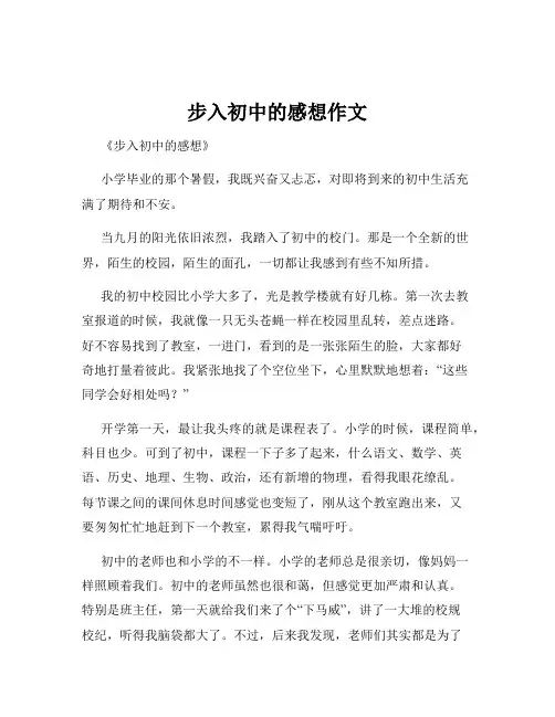步入初中的感想作文