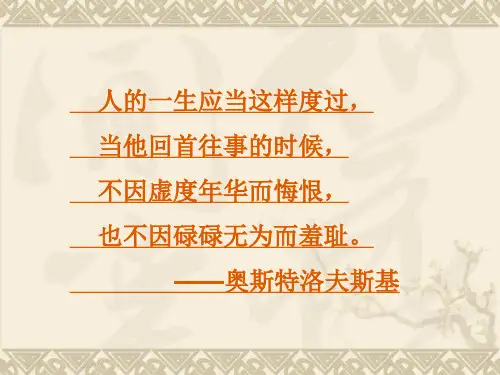 人的一生应当这样度过,当他回首往事的时候,不因虚度年