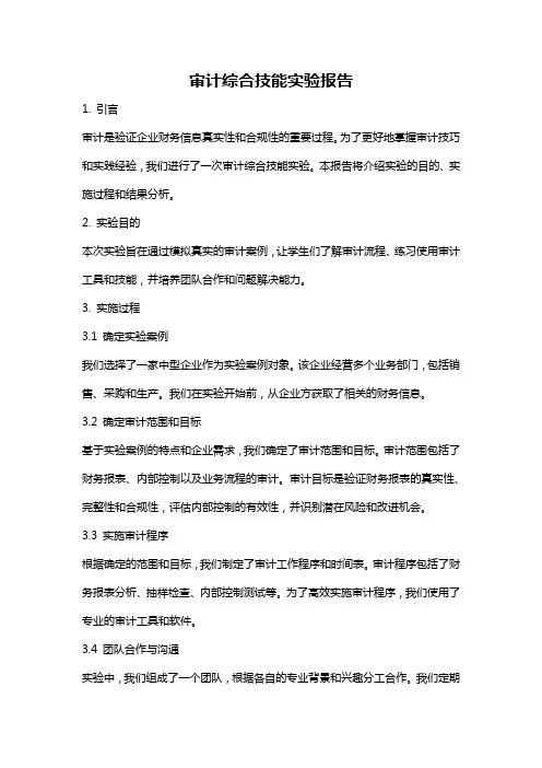 审计综合技能实验报告