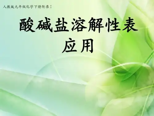 人教版酸碱盐溶解性表(常温)解读与应用(20张PPT)