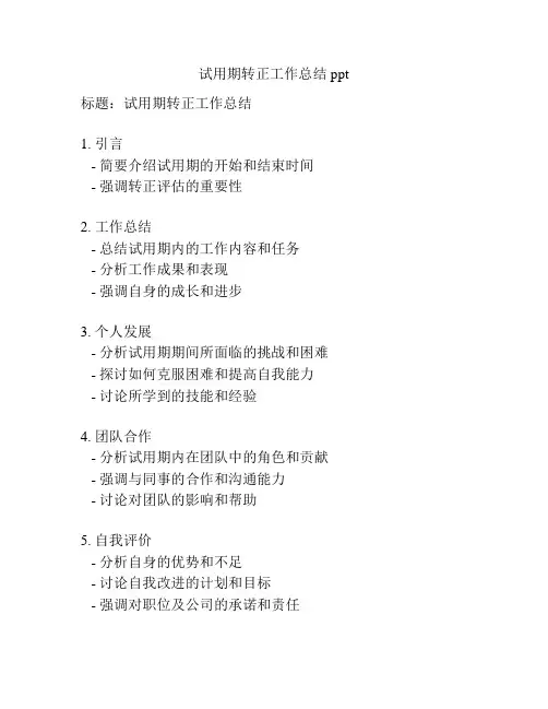 试用期转正工作总结ppt