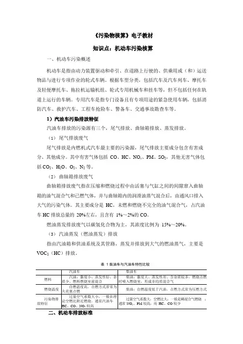 污染物核算：机动车污染电子教材