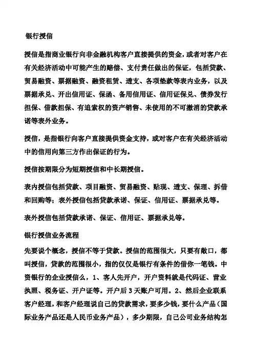 关于银行授信