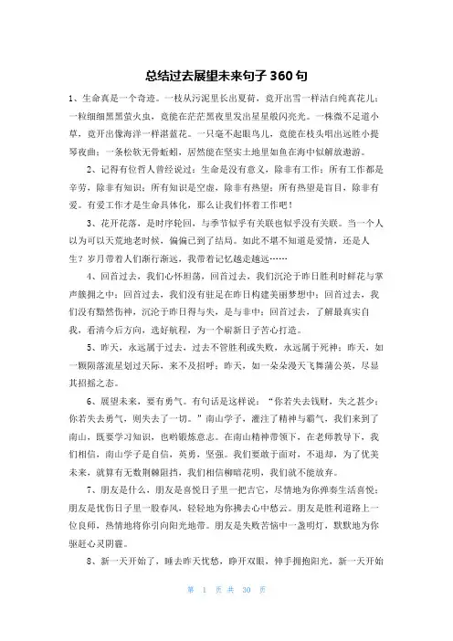总结过去展望未来句子360句