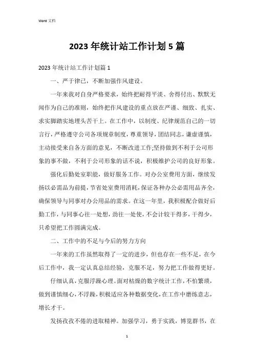 2023年统计站工作计划5篇
