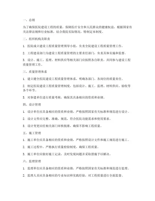 医院建设工程质量管理制度