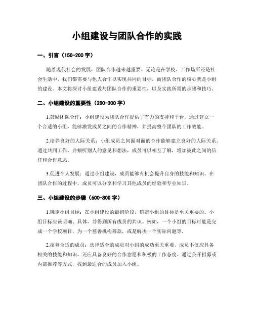 小组建设与团队合作的实践