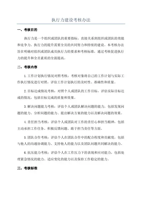执行力建设考核办法