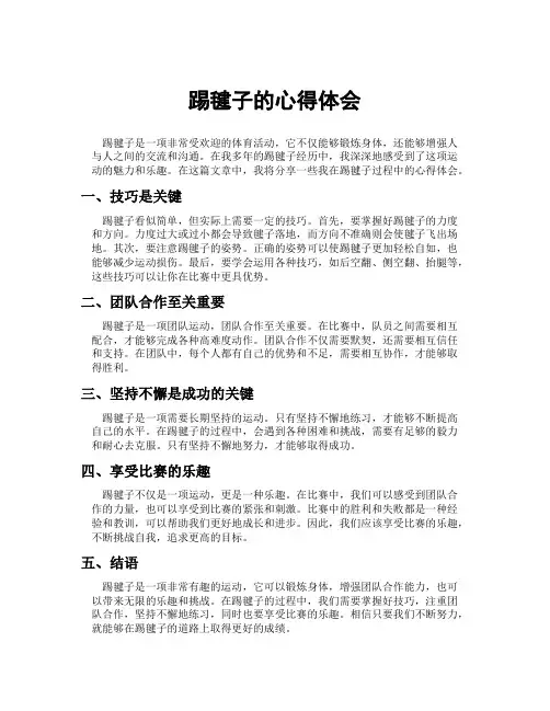 踢毽子的心得体会