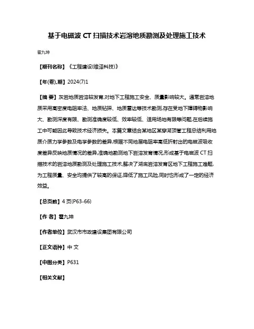 基于电磁波CT扫描技术岩溶地质勘测及处理施工技术