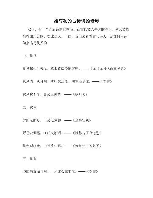 描写秋的古诗词的诗句