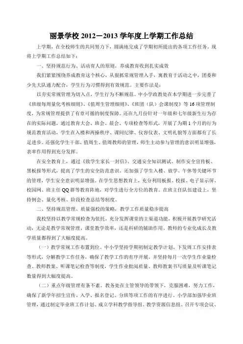 丽景学校2012总结