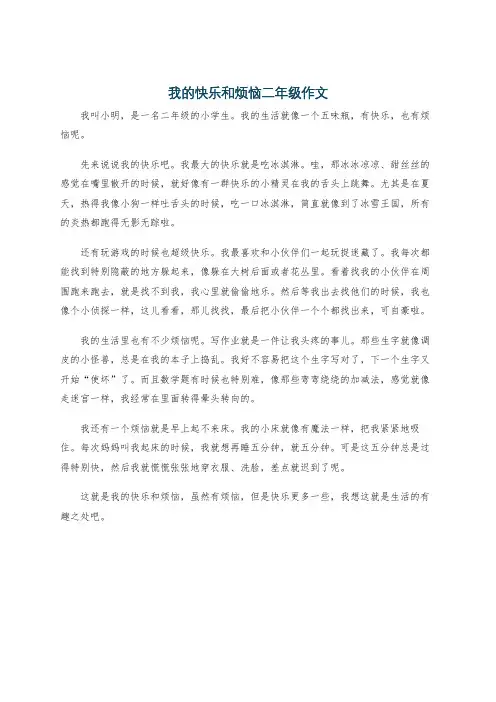 我的快乐和烦恼二年级作文