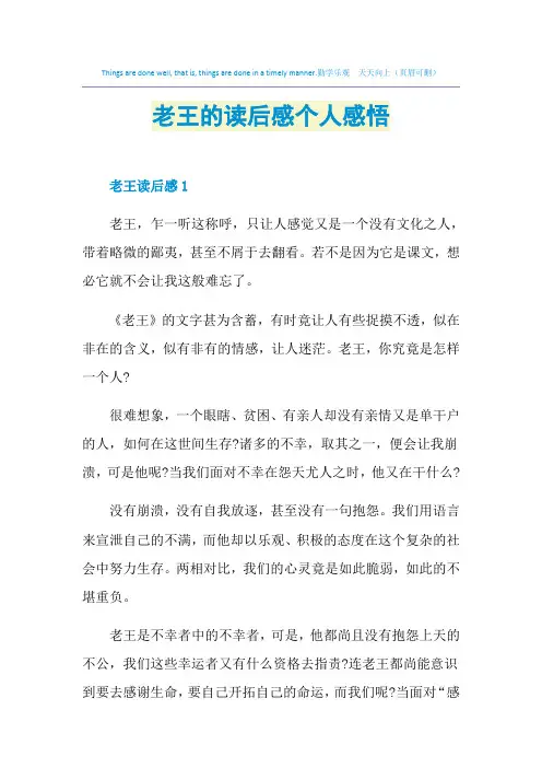 老王的读后感个人感悟