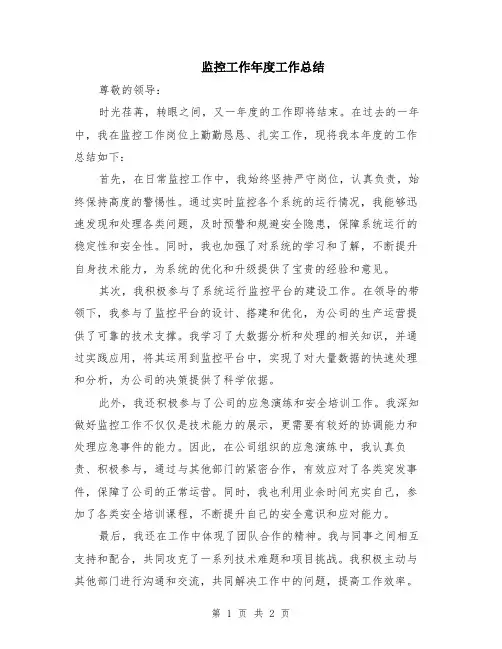 监控工作年度工作总结