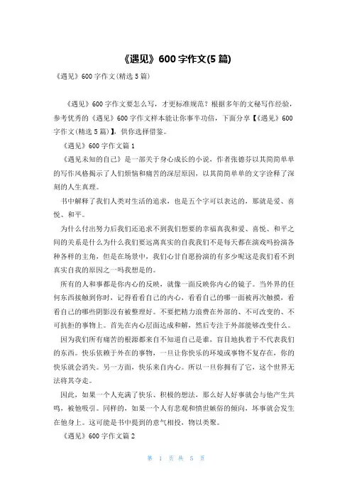 《遇见》600字作文(5篇)