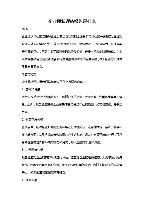 企业现状评估报告是什么
