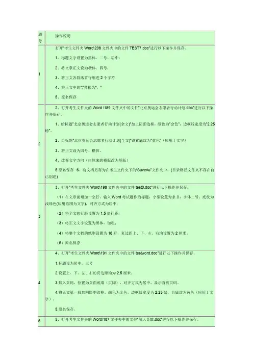 信息技术会考WORD操作题
