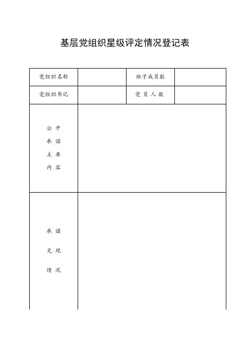 基层党组织星级评定情况登记表