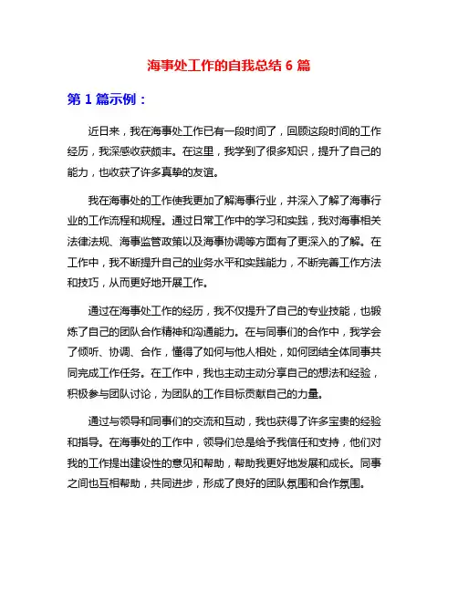 海事处工作的自我总结6篇