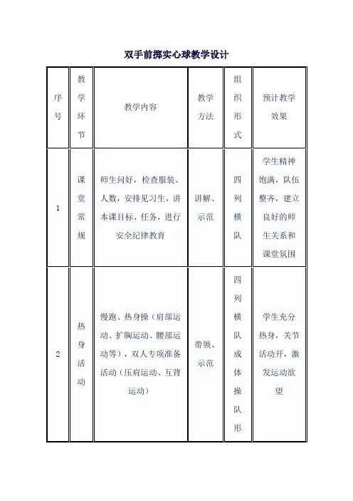 双手前掷实心球教学设计