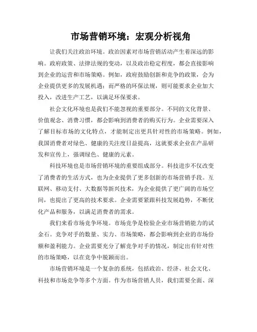 市场营销环境：宏观分析视角