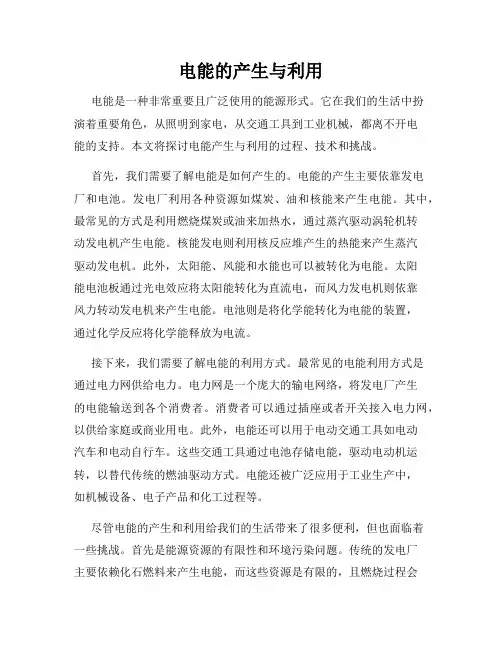 电能的产生与利用