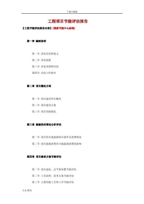 工程项目节能评估方案报告