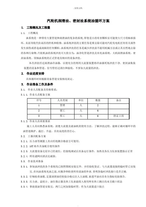 汽轮机油循环方案
